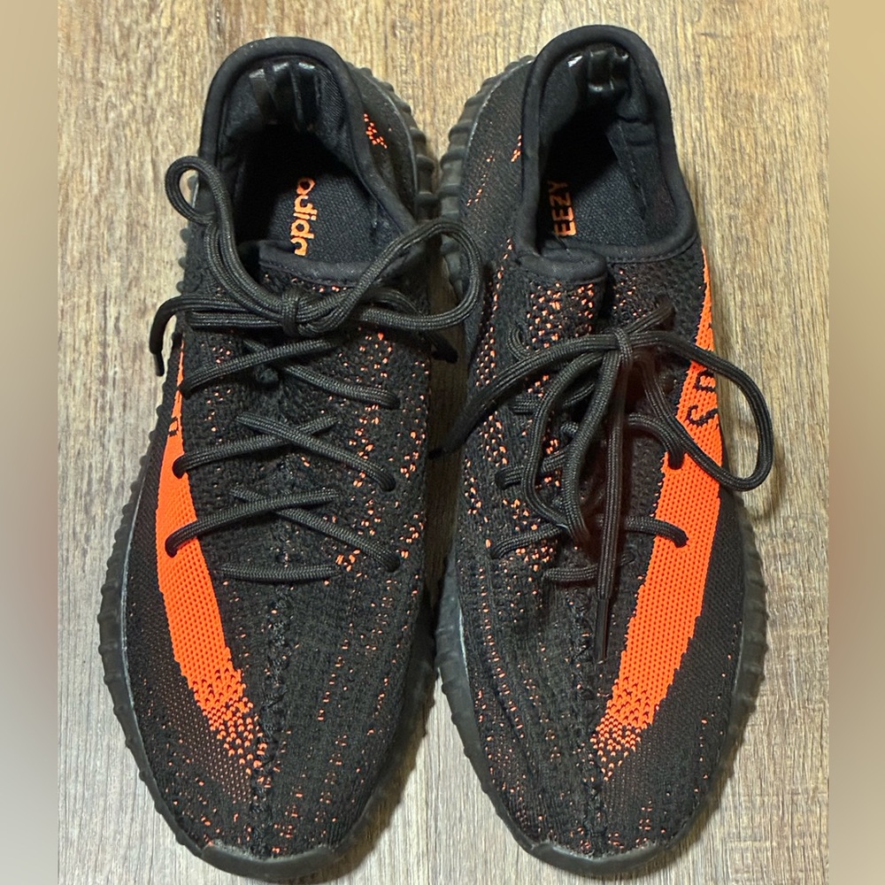 adidas Yeezy Boost 350 V2 Black Orange Stripe Men's Sneakers